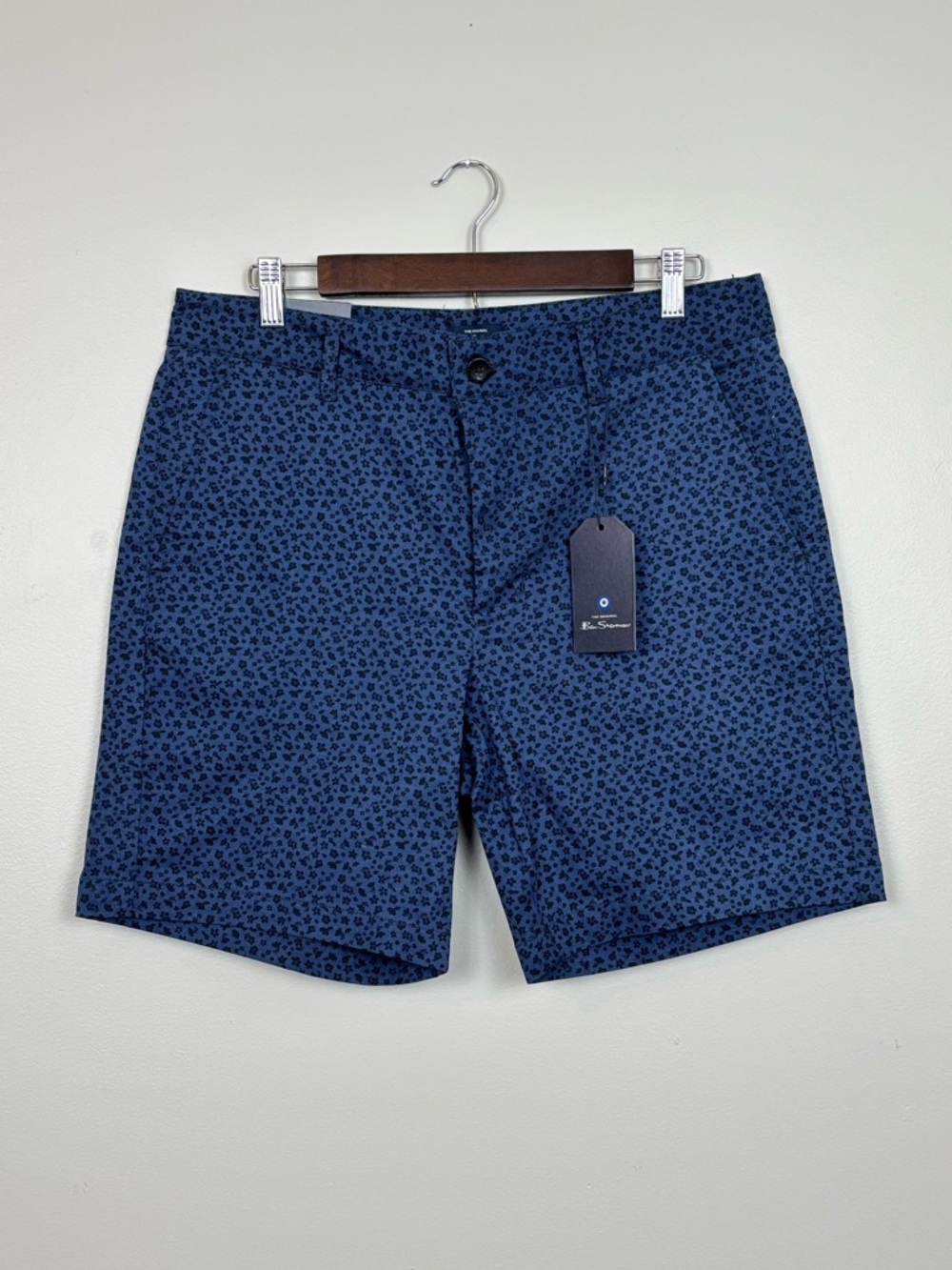 Ben‎ Sherman Shorts Men 33W Blue The Original Regular Fit Stretch Flat Floral